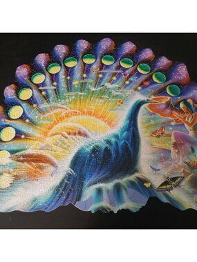 Ceaco Peacock Shaped Jigsaw Puzzle 1000 Pieces 30 in wide 24 in tall COMPLETE